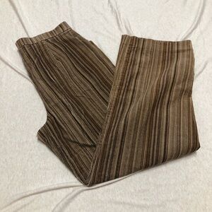Vintage Canadian Chocolate Brown Stripe Corduroy Wide Leg Pants by Lindor Cotton